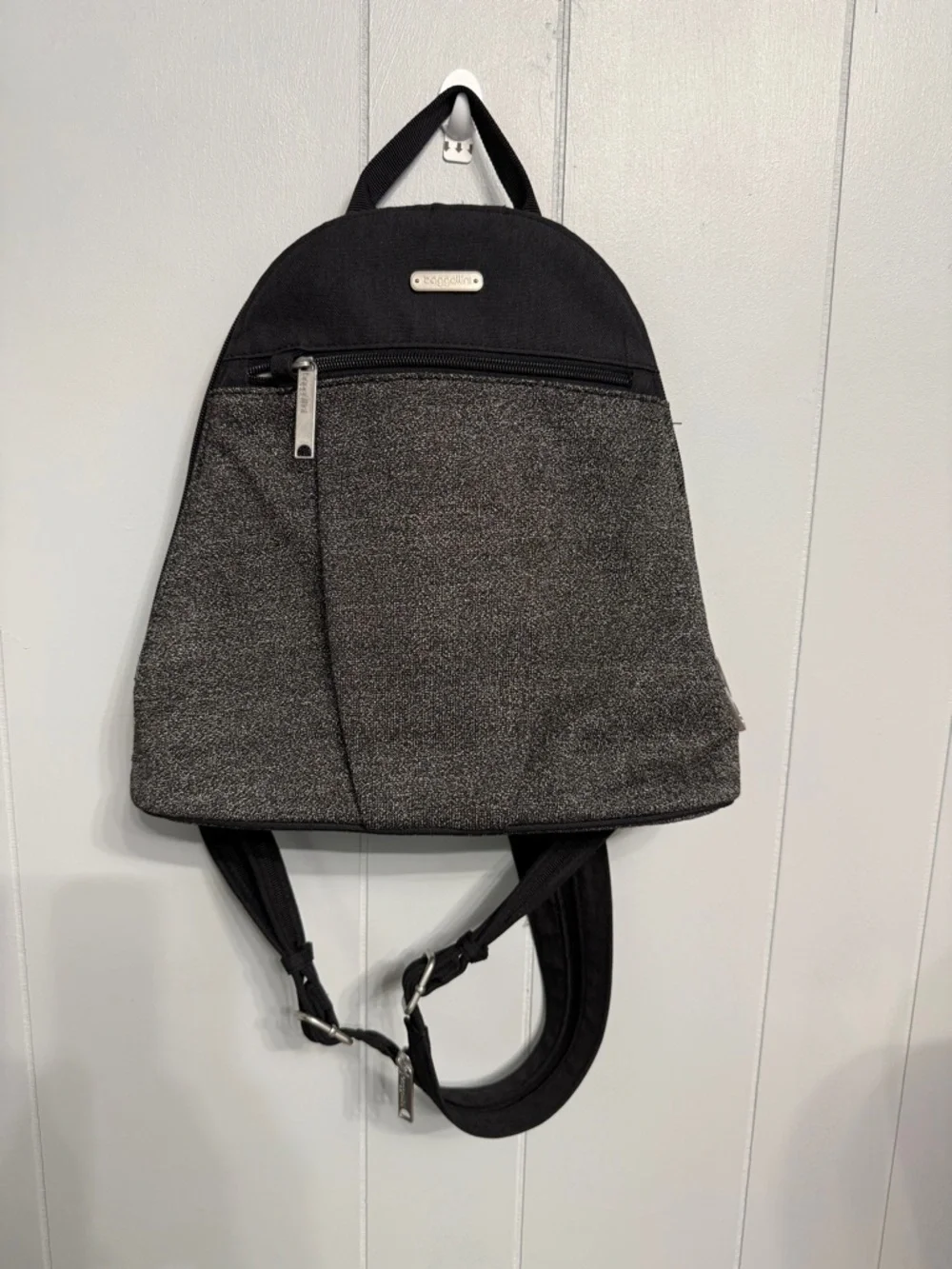 Unisex Baggallini Black and Heather Gray Convertible Backpack